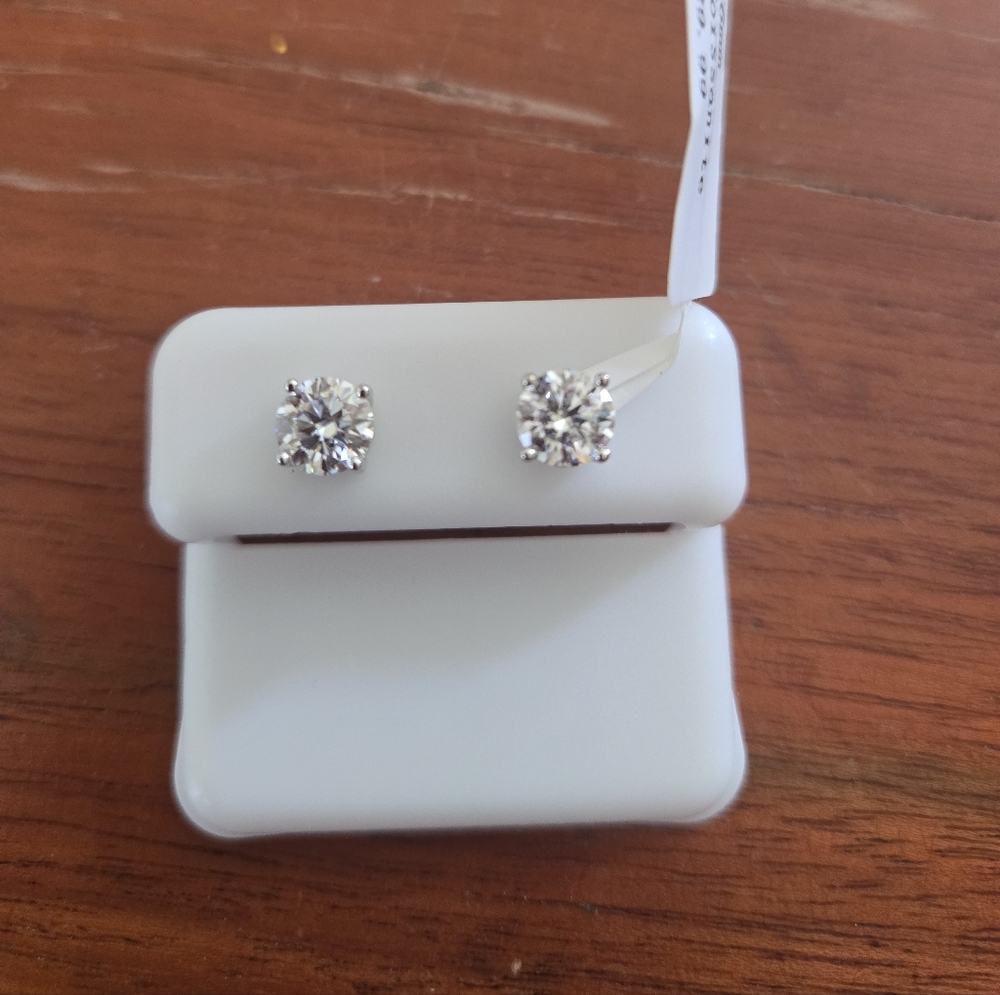 Moissanite Silver Round Stud Earrings